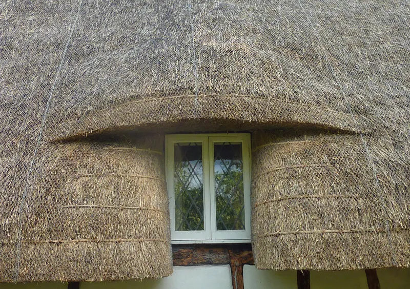 Finished long straw eyebrow window