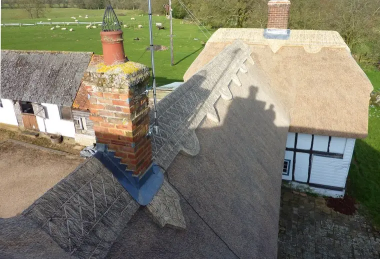 Ridge detail and finish around the chimney