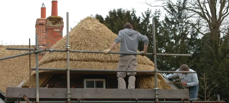 On the scaffold during a re-thatch